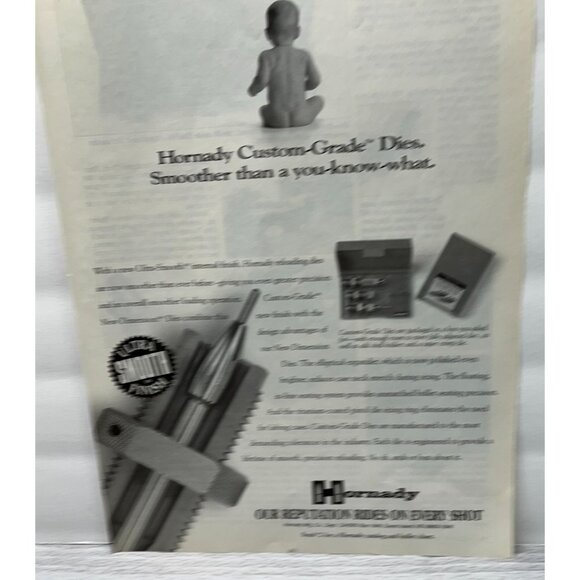 Hornady Custom-Grade Dies Vintage Print Ad 1990s Bullet Reloading Tool - Picture 5 of 6